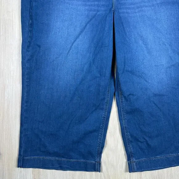 NWT Torrid High Rise Button Fly Cropped Wide Leg Jeans Plus 26 Blue Denim Casual - Picture 5 of 16
